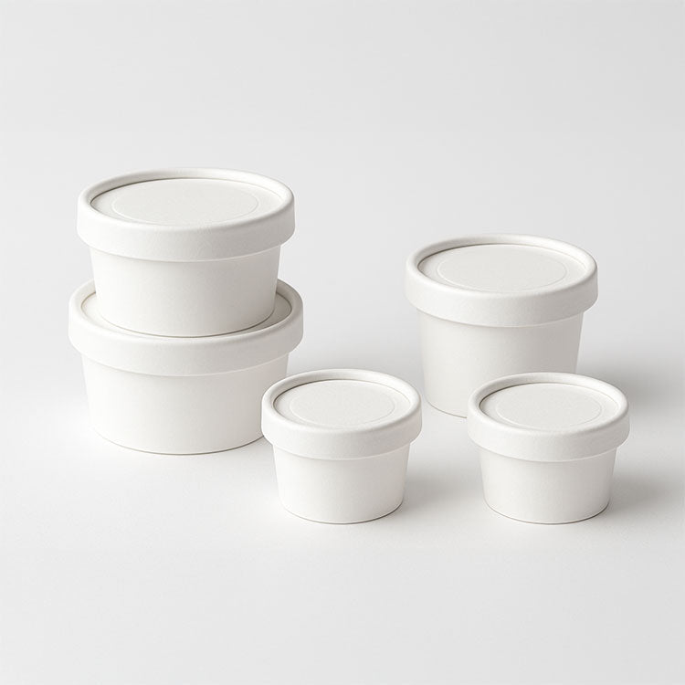 White Paper Portion Pots & lids