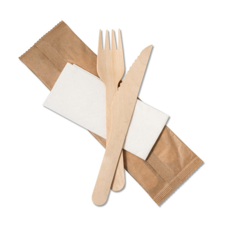Individually Wrapped BIrchwood Cutlery 3 Pack
