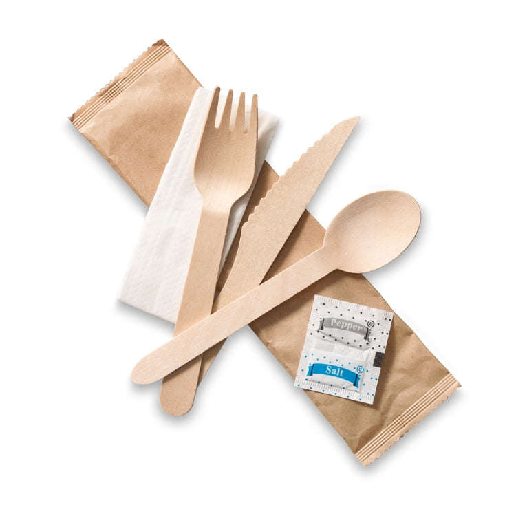 Individually Wrapped BIrchwood Cutlery 6 Pack