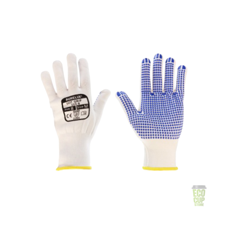 AURELIA 103 - Blue PVC Dotted Glove with Cotton Liner