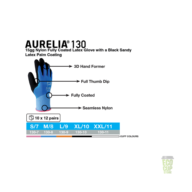 Aurelia 130 Blue Nylon Fully Coated Latex Gloves