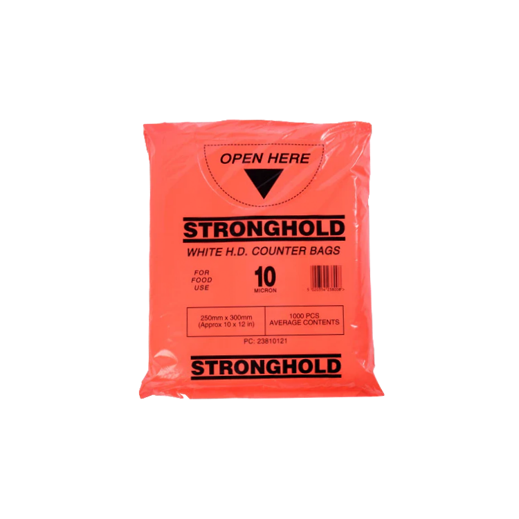 Stronghold White HDPE Counter Bags - 10mu