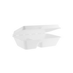 Biodegradable bagasse clamshell container (2 compartment)