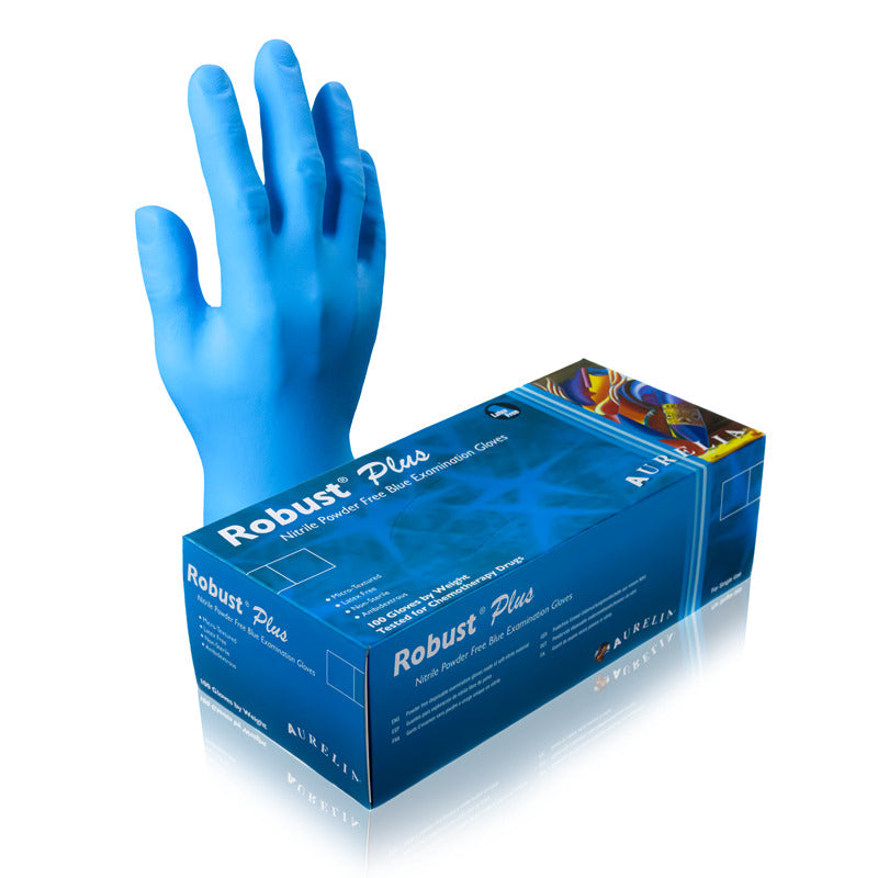 Aurelia Robust Plus Blue Nitrile Powder Free Gloves