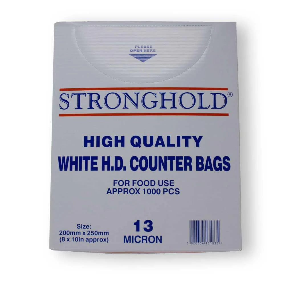 Stronghold White HDPE Counter Bags (13mu) - 1000/Pack