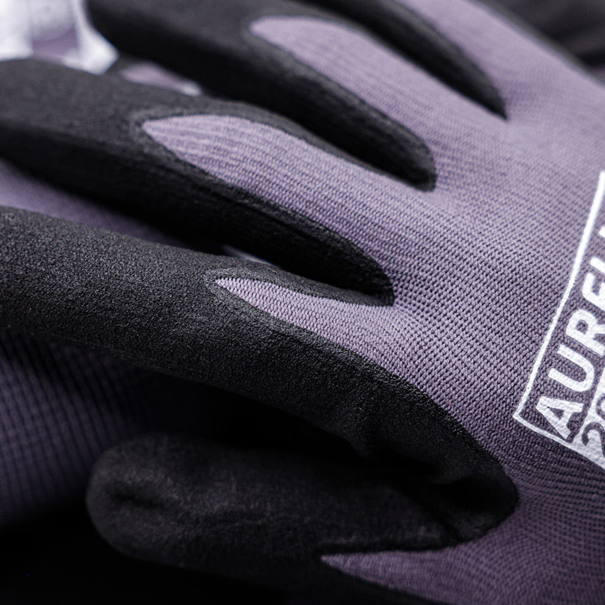Aurelia 203 Grey Nylon Spandex Gloves with Black Micro Nitrile Foam Coating