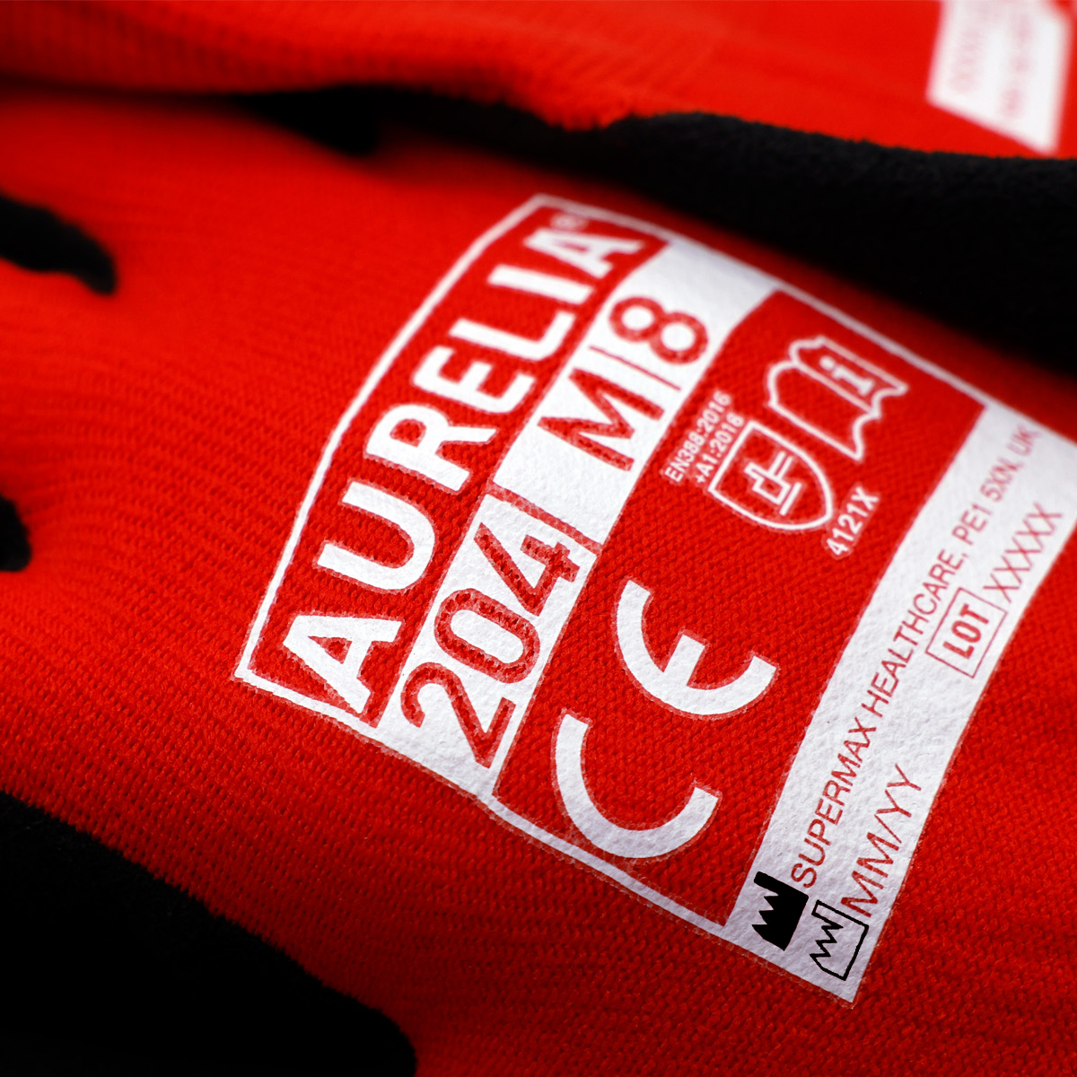 Aurelia 204 Black Sandy Nitrile Palm Coated Engineering Gloves with Red Nylon Spandex Liner