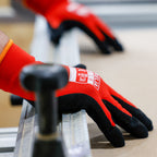 Aurelia 204 Black Sandy Nitrile Palm Coated Engineering Gloves with Red Nylon Spandex Liner
