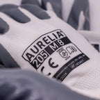 Aurelia 205 Grey Nitrile Palm Coated Inspection Gloves with White Nylon Liner