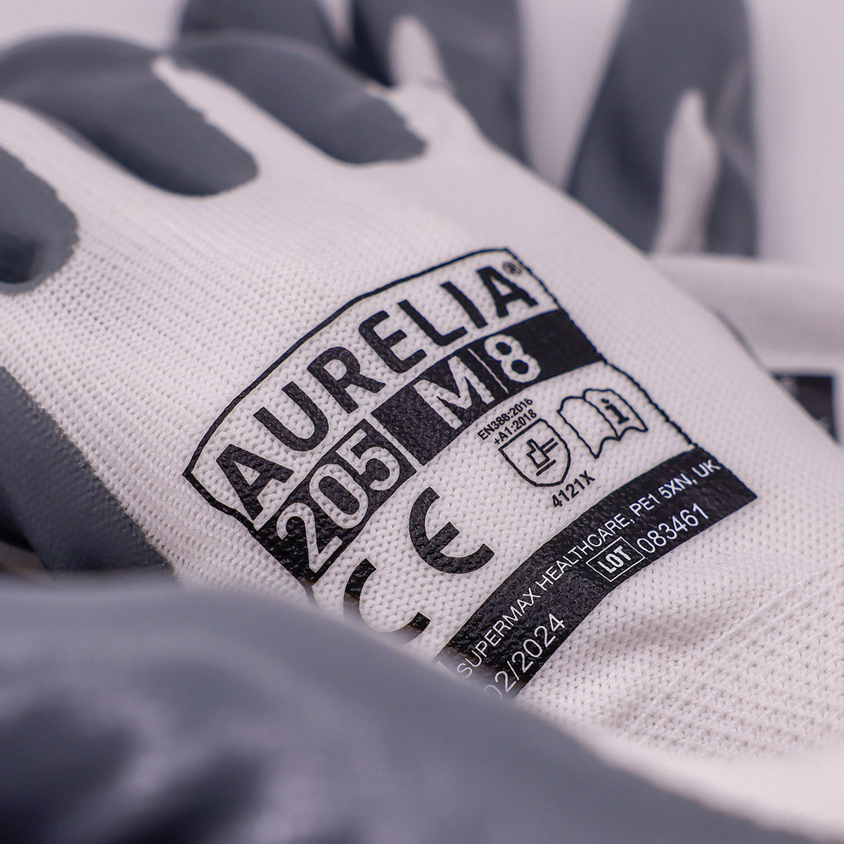 Aurelia 205 Grey Nitrile Palm Coated Inspection Gloves with White Nylon Liner
