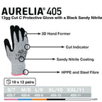 Aurelia 405 Cut C protective glove with black sandy nitrile coating