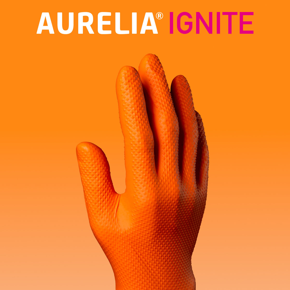 Aurelia Ignite Orange Diamond Textured Powder Free Nitrile Gloves