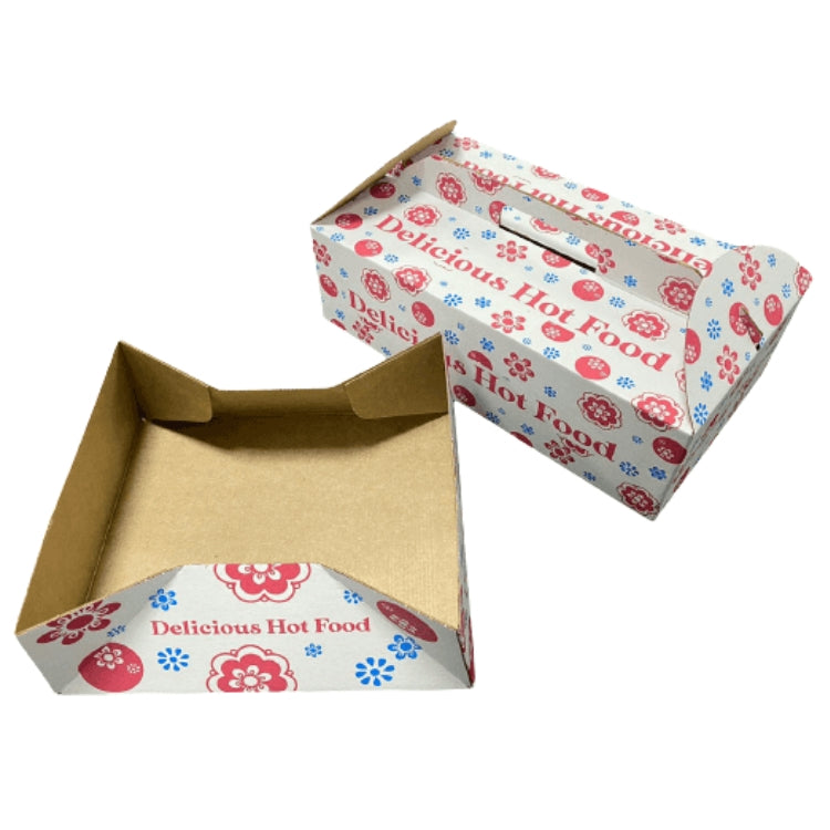 White Printed Takeaway Carry Boxes