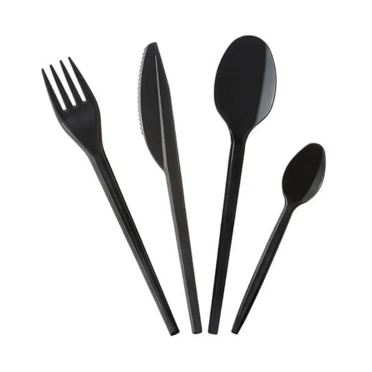 Reusable Black Plastic Cutlery