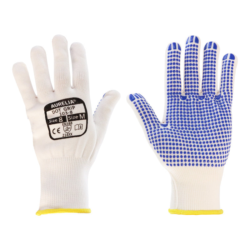 AURELIA 103 - Blue PVC Dotted Glove with Cotton Liner