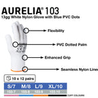 AURELIA 103 - Blue PVC Dotted Glove with Cotton Liner