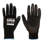 Aurelia 202 13gg Black PU Palm Coated with Nylon Liner