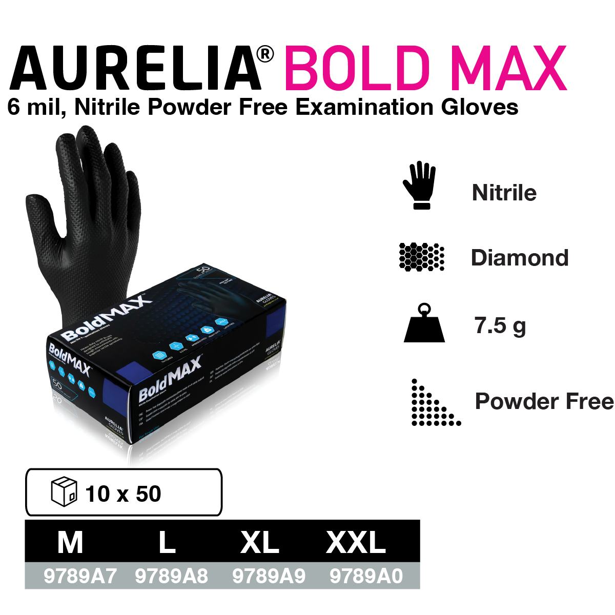 Aurelia Bold-Max Nitrile Powder Free Gloves