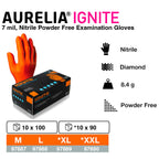 Aurelia Ignite Orange Diamond Textured Powder Free Nitrile Gloves