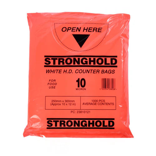 Stronghold White HDPE Counter Bags (10mu) - 1000/Pack