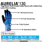 Aurelia 130 Blue Nylon Fully Coated Latex Gloves