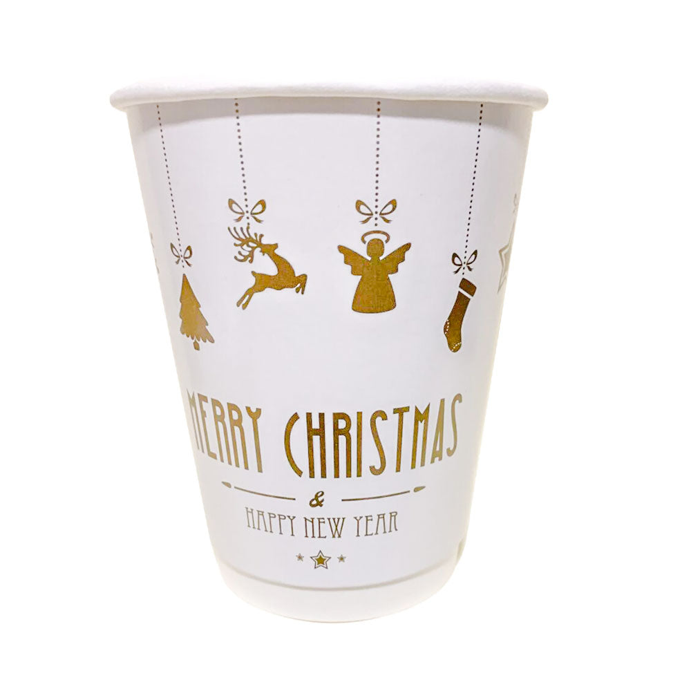 Christmas White & Gold Double Wall Cups